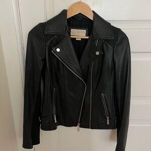 Genuine Leather Moto Jacket Michael Kors